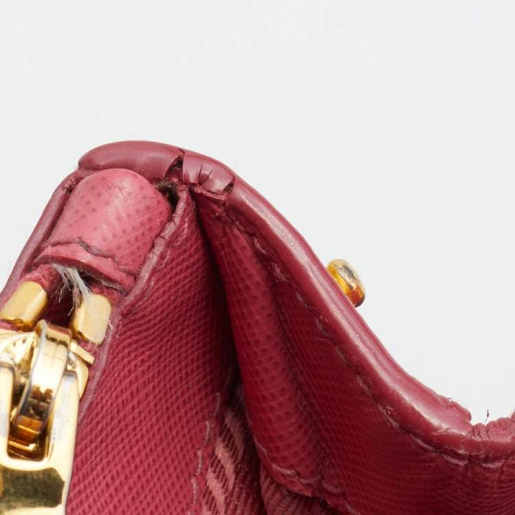 Pre Owned Prada Pink Saffiano Leather Micro Galleria Tote