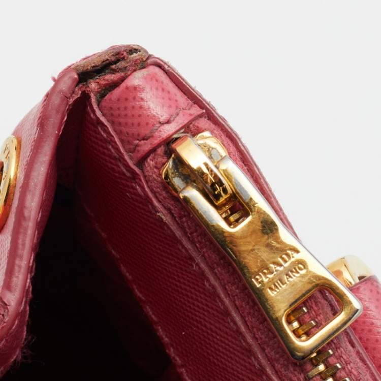 Pre Owned Prada Pink Saffiano Leather Micro Galleria Tote