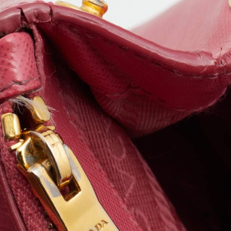 Pre Owned Prada Pink Saffiano Leather Micro Galleria Tote