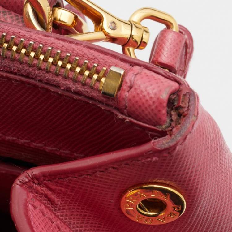 Pre Owned Prada Pink Saffiano Leather Micro Galleria Tote