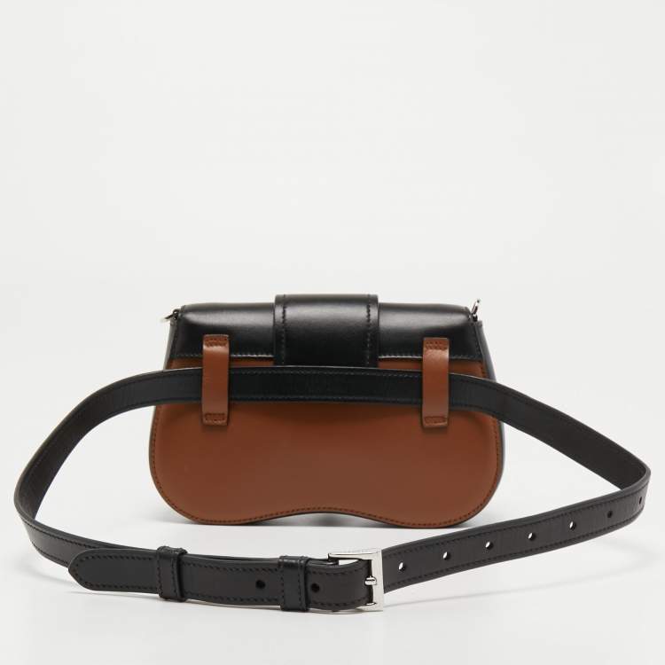 Pre Owned Prada Brown/Black Leather Sidonie Belt Bag