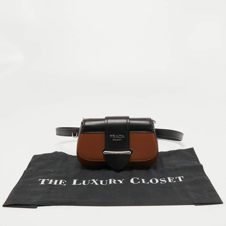 Pre Owned Prada Brown/Black Leather Sidonie Belt Bag