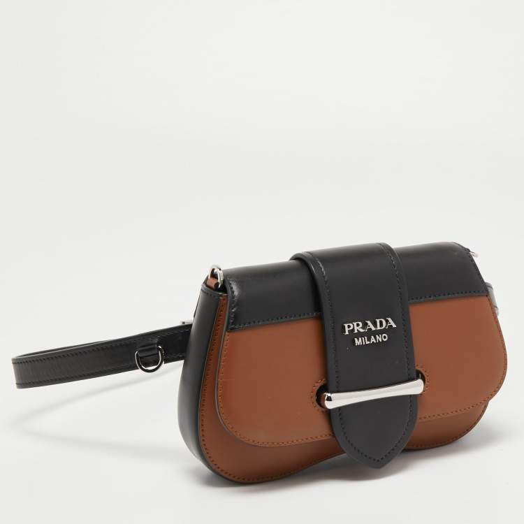 Pre Owned Prada Brown/Black Leather Sidonie Belt Bag