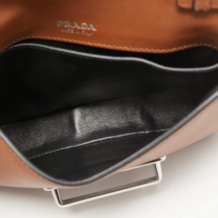 Pre Owned Prada Brown/Black Leather Sidonie Belt Bag