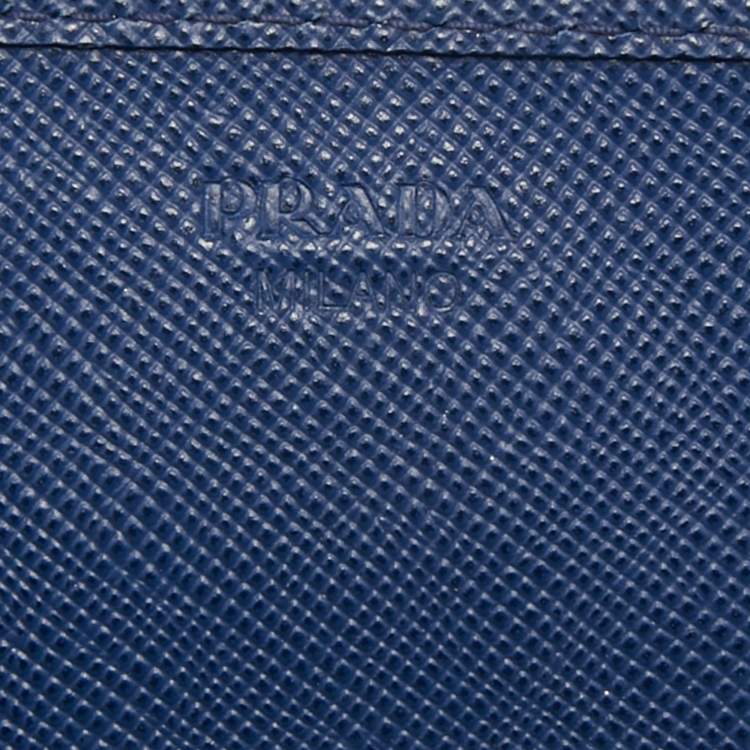 Pre Owned Prada Navy Blue Saffiano Leather Wallet on Chain