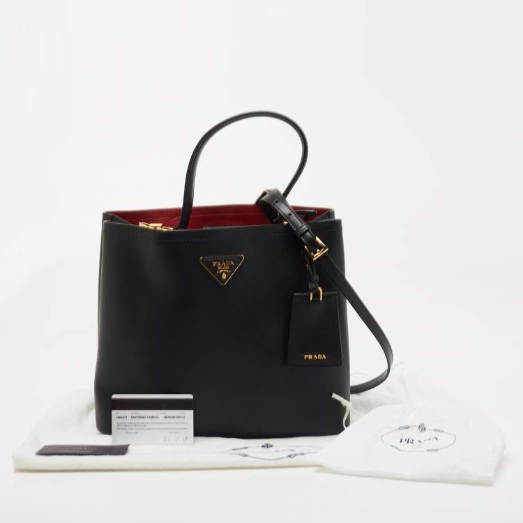 Pre Owned Prada Black Saffiano Lux Leather Panier Top Handle Bag