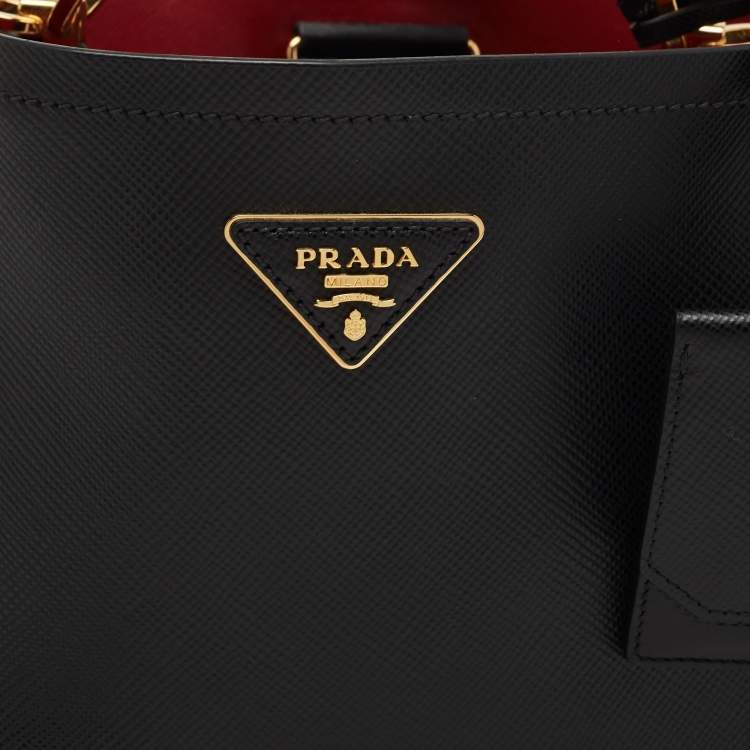 Pre Owned Prada Black Saffiano Lux Leather Panier Top Handle Bag