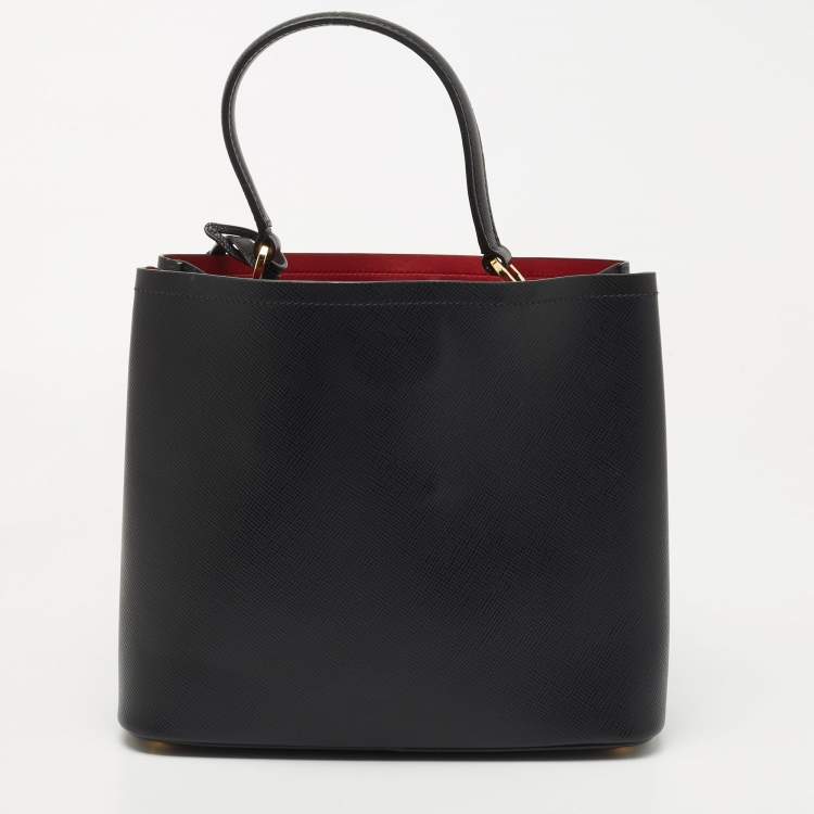 Pre Owned Prada Black Saffiano Lux Leather Panier Top Handle Bag