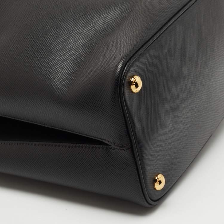 Pre Owned Prada Black Saffiano Lux Leather Panier Top Handle Bag