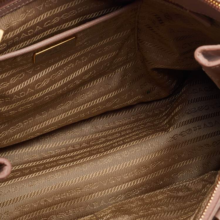 Pre Owned Prada Beige Saffiano Leather Medium Galleria Double Zip Tote