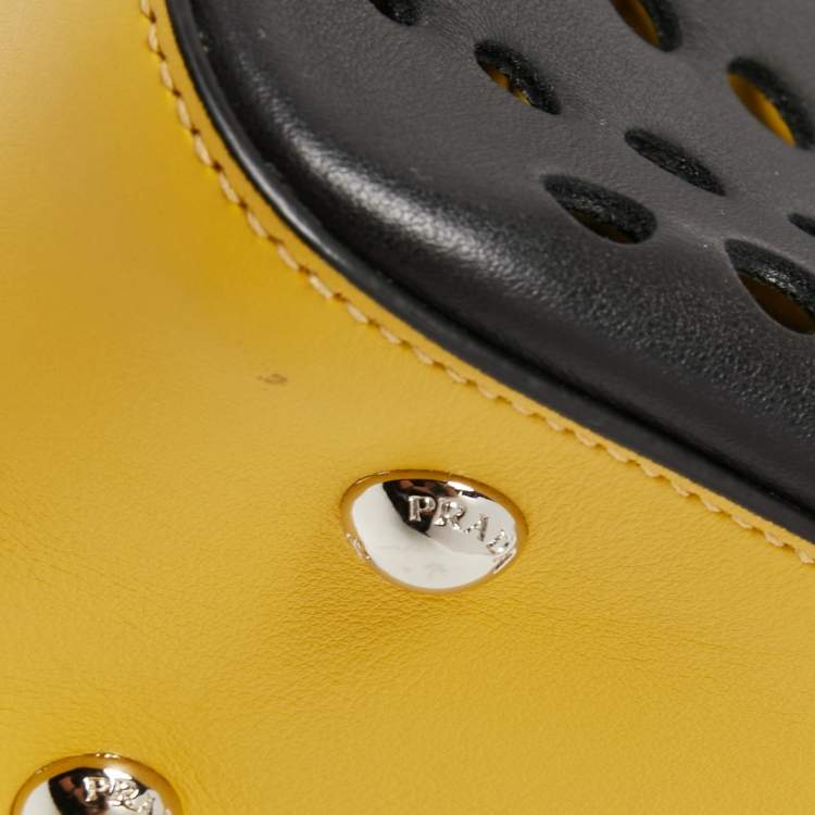 Pre Owned Prada Tri Color Perforated Leather City Fori Chain Bag