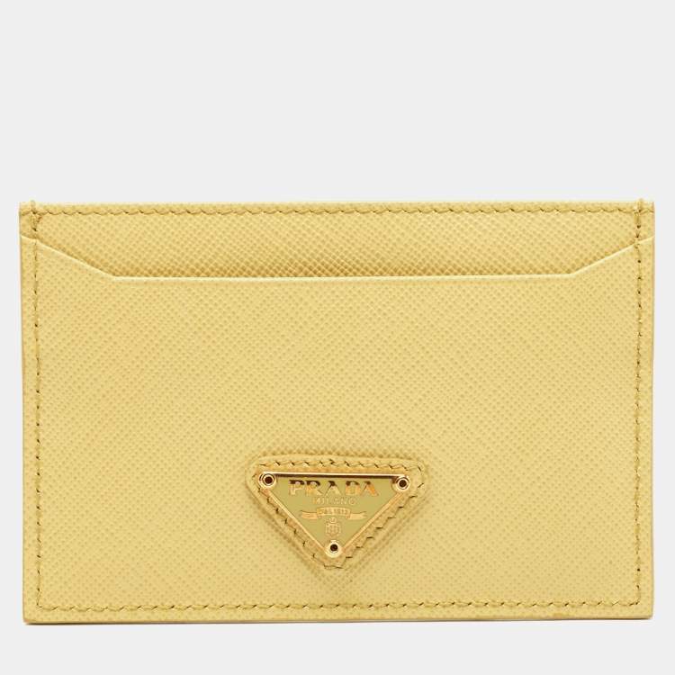 Prada Light Yellow Saffiano Metal Leather Card Holder Prada | TLC