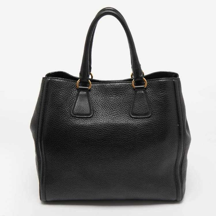 Pre Owned Prada Black Vitello Daino Leather Tote