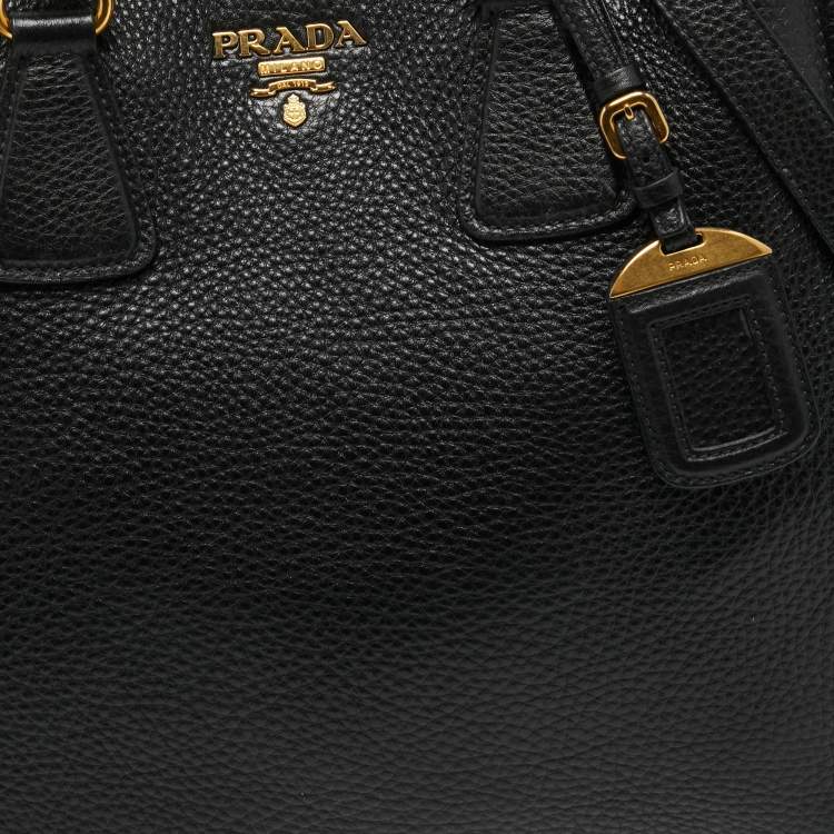 Pre Owned Prada Black Vitello Daino Leather Tote