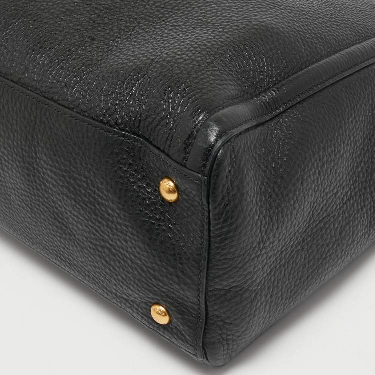 Pre Owned Prada Black Vitello Daino Leather Tote