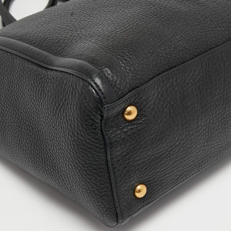 Pre Owned Prada Black Vitello Daino Leather Tote