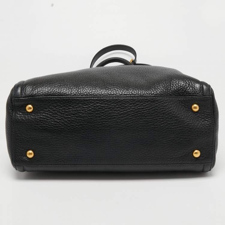 Pre Owned Prada Black Vitello Daino Leather Tote