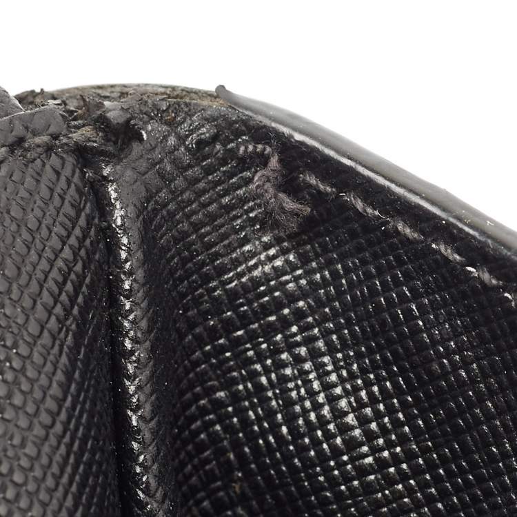 Pre Owned Prada Black Saffiano Lux Leather Medium Double Zip Tote