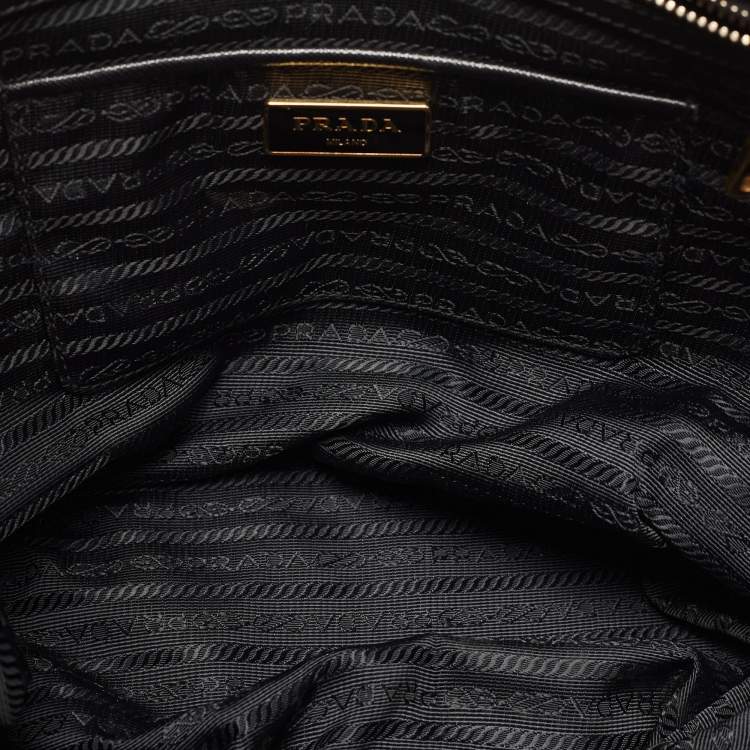Pre Owned Prada Black Saffiano Lux Leather Medium Double Zip Tote