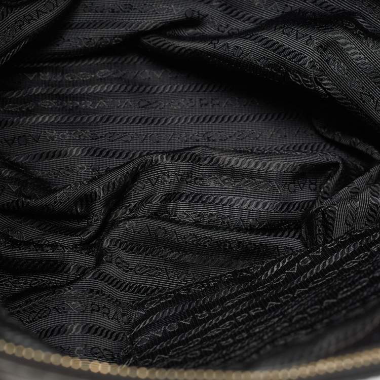 Pre Owned Prada Black Saffiano Lux Leather Medium Double Zip Tote