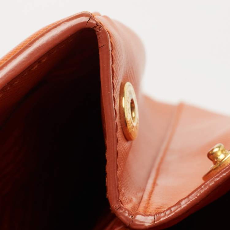 Pre Owned Prada Orange Saffiano Lux Leather Parabole Tote