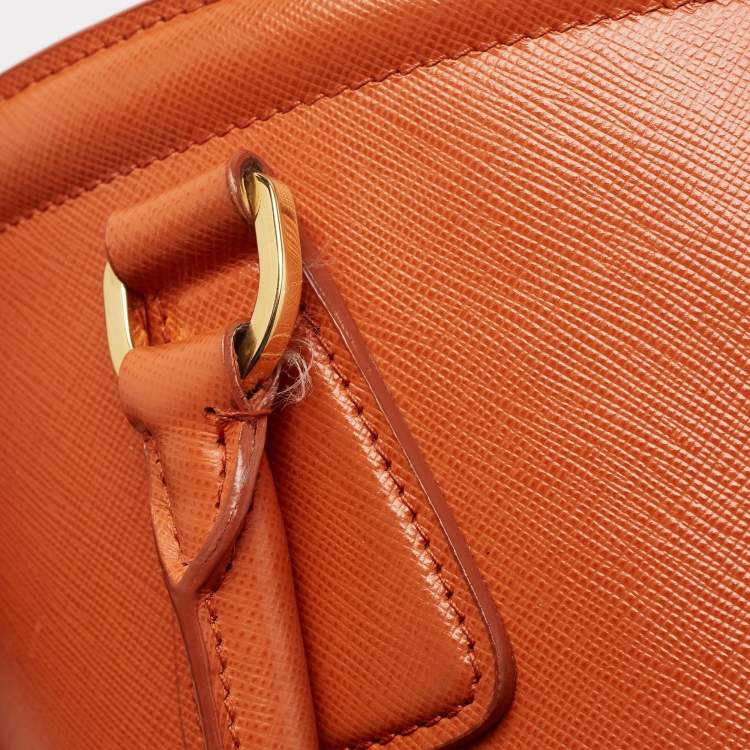 Pre Owned Prada Orange Saffiano Lux Leather Parabole Tote