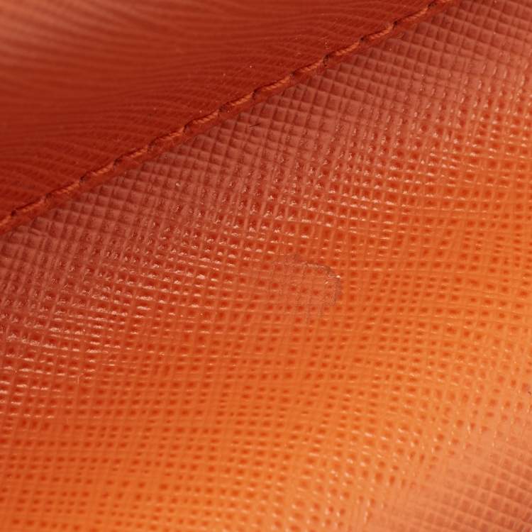 Pre Owned Prada Orange Saffiano Lux Leather Parabole Tote