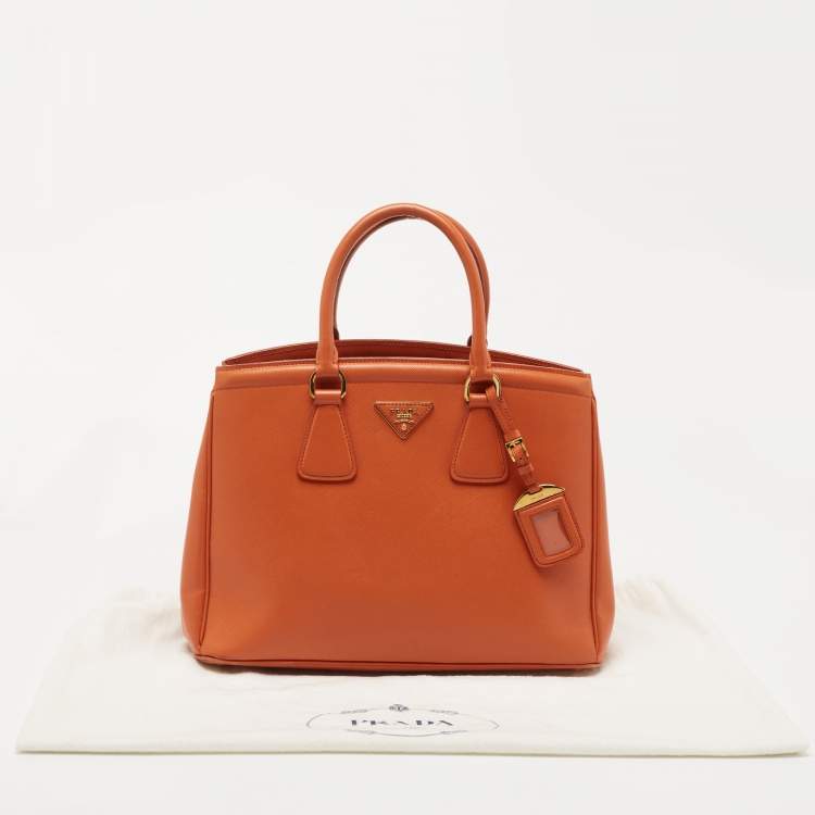 Pre Owned Prada Orange Saffiano Lux Leather Parabole Tote