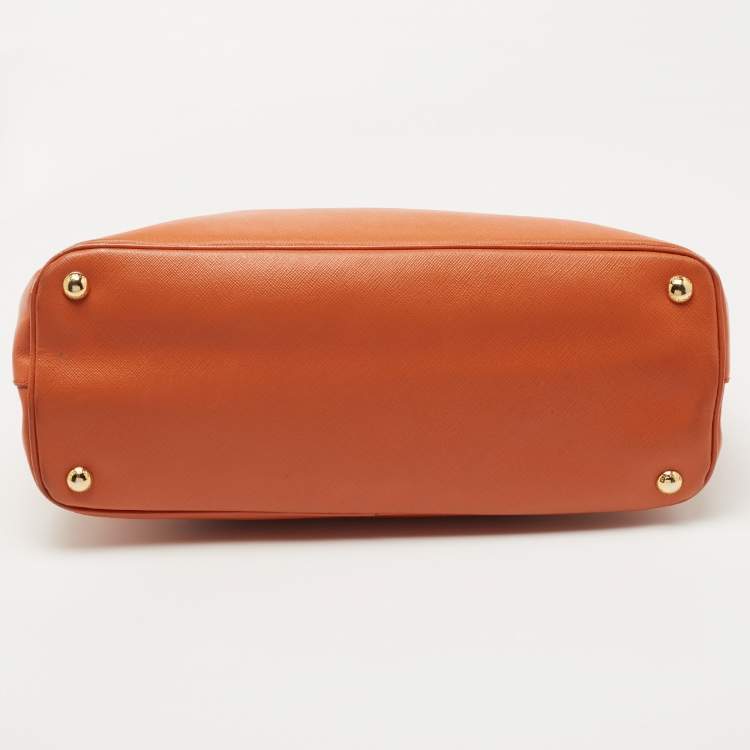 Pre Owned Prada Orange Saffiano Lux Leather Parabole Tote