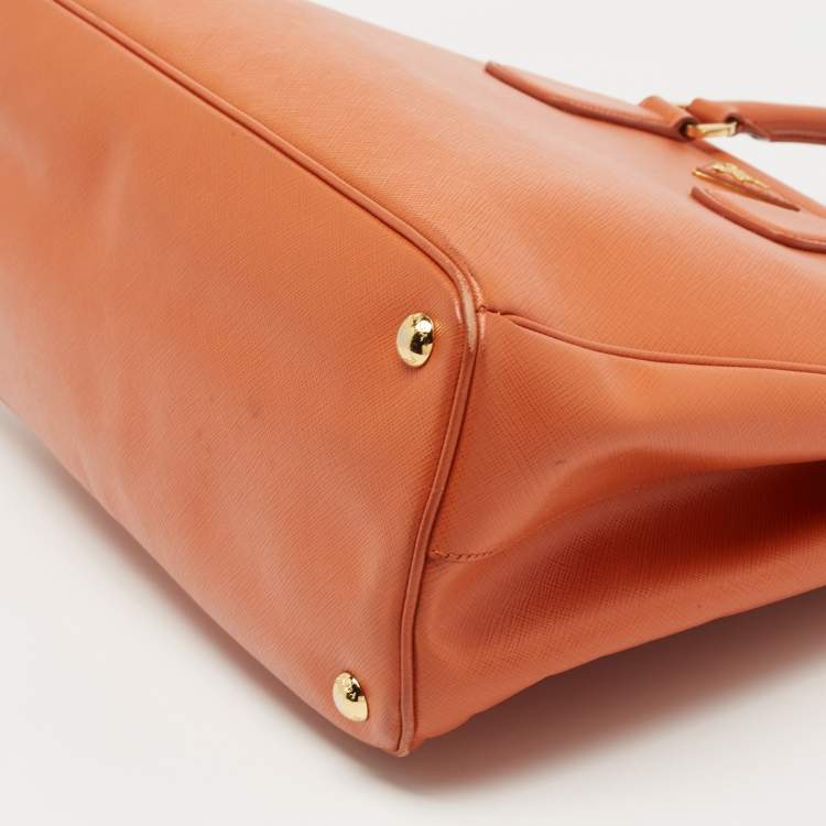 Pre Owned Prada Orange Saffiano Lux Leather Parabole Tote