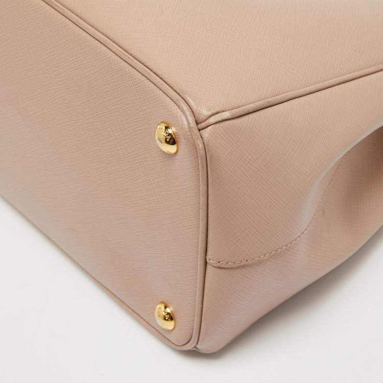 Pre Owned Prada Pink Saffiano Lux Leather Medium Double Zip Tote