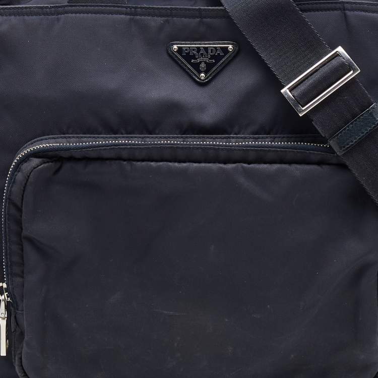 Pre Owned Prada Navy Blue Nylon Tessuto Diaper Bag