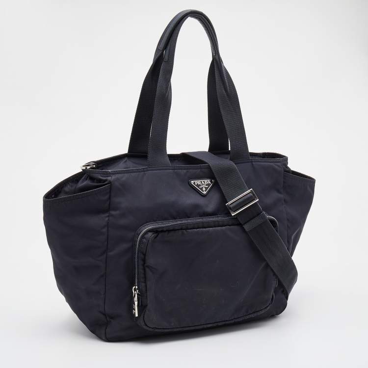 Pre Owned Prada Navy Blue Nylon Tessuto Diaper Bag
