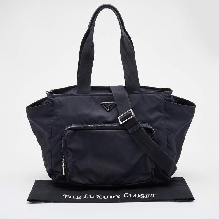 Pre Owned Prada Navy Blue Nylon Tessuto Diaper Bag