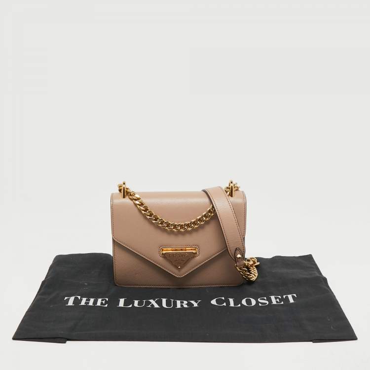 Pre Owned Prada Pink Leather Flip Lock Chain Shoulder Bag