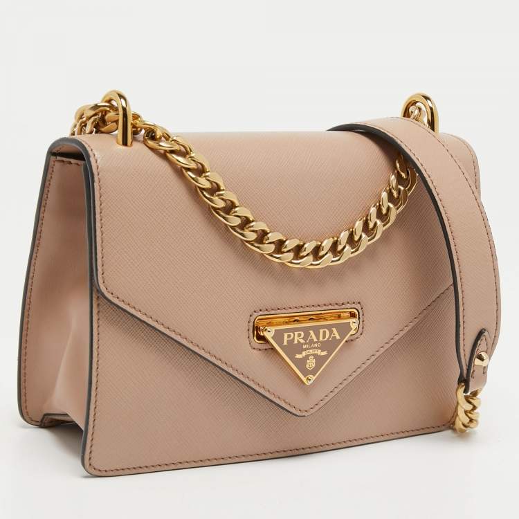Pre Owned Prada Pink Leather Flip Lock Chain Shoulder Bag