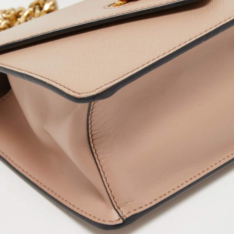 Pre Owned Prada Pink Leather Flip Lock Chain Shoulder Bag