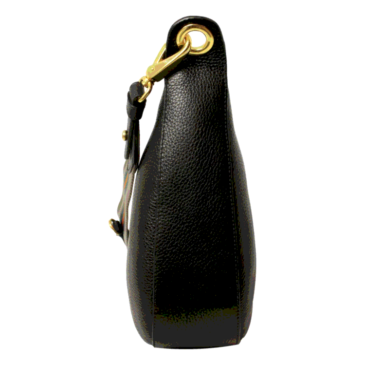  Prada Women's Black Bandoliera Vitello Phenix Leather