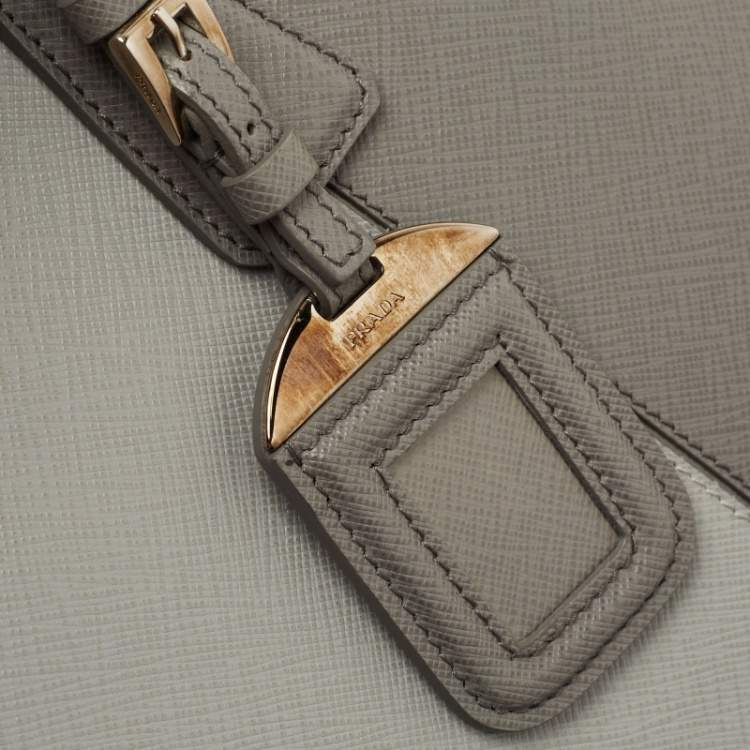 Pre Owned Prada Two Tone Grey Saffiano Lux Leather Promenade Satchel