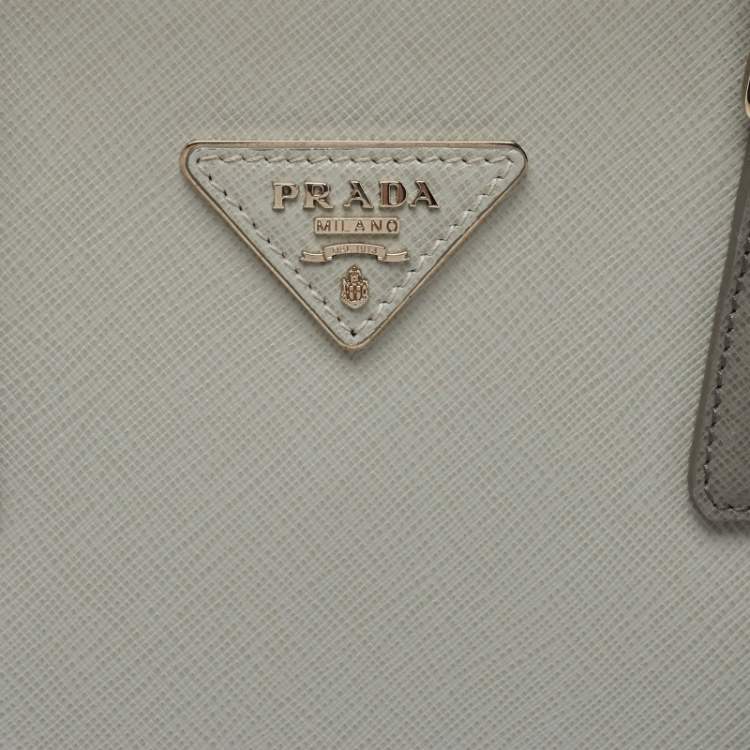 Pre Owned Prada Two Tone Grey Saffiano Lux Leather Promenade Satchel