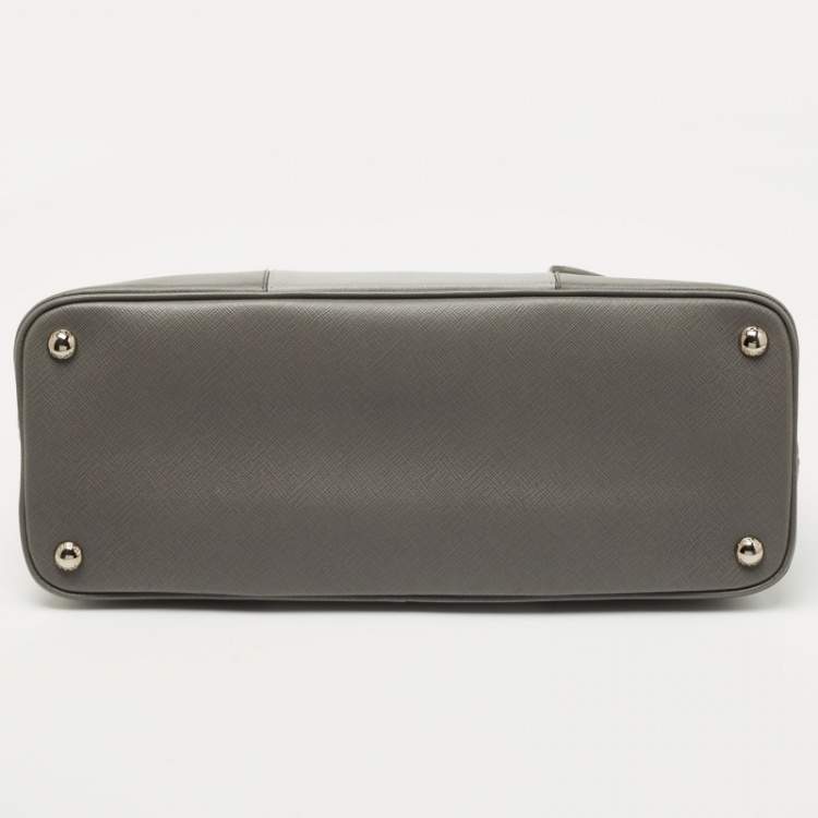 Pre Owned Prada Two Tone Grey Saffiano Lux Leather Promenade Satchel