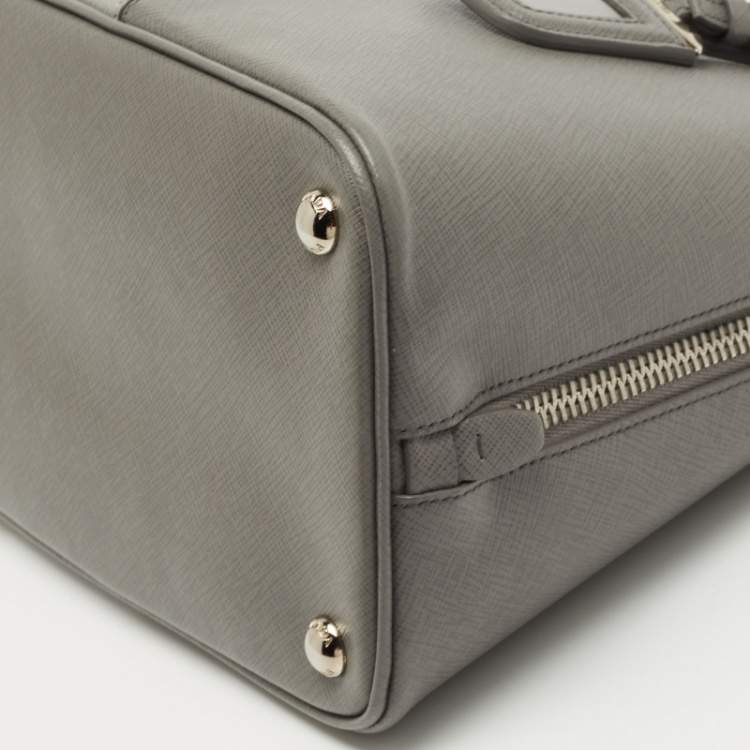 Pre Owned Prada Two Tone Grey Saffiano Lux Leather Promenade Satchel