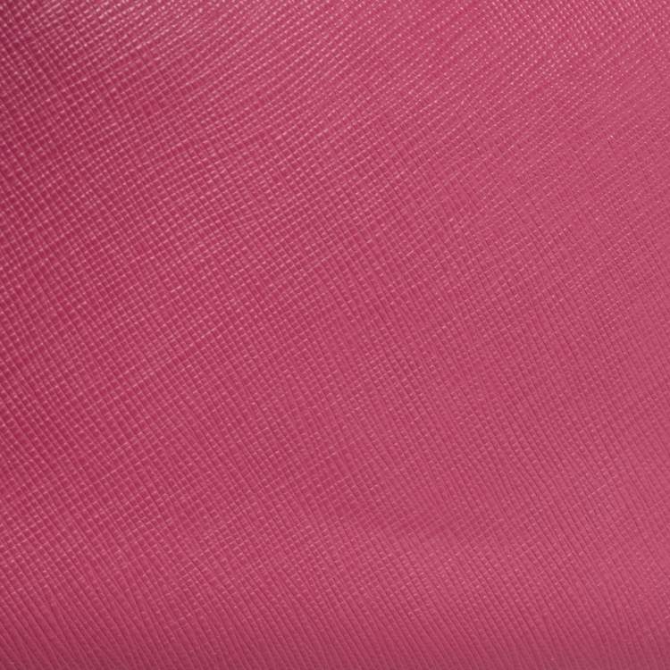 Pre Owned Prada Pink Saffiano Lux Leather Small Galleria Double Zip Tote