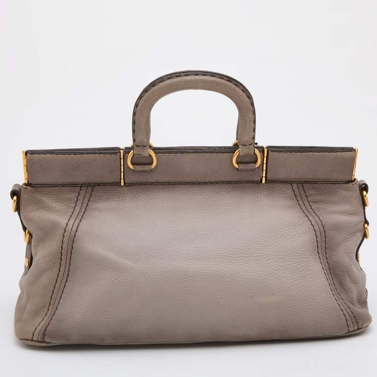 Pre Owned Prada  Light Grey Leather Shopper Tote