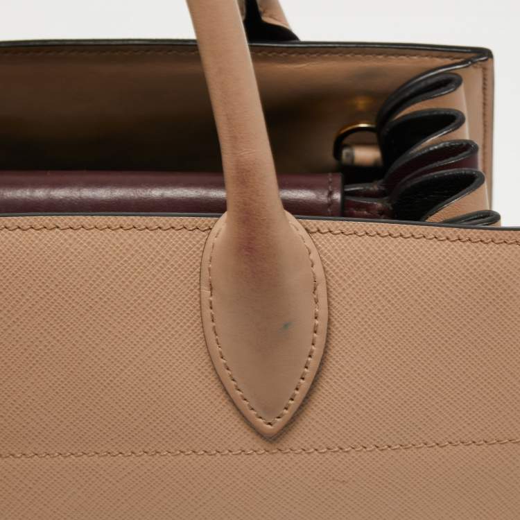 Pre Owned Prada Beige Saffiano Leather Bibliotheque Tote