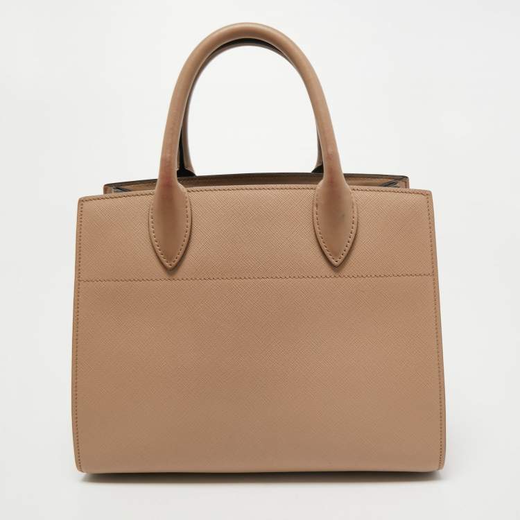 Pre Owned Prada Beige Saffiano Leather Bibliotheque Tote