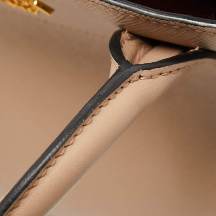 Pre Owned Prada Beige Saffiano Leather Bibliotheque Tote