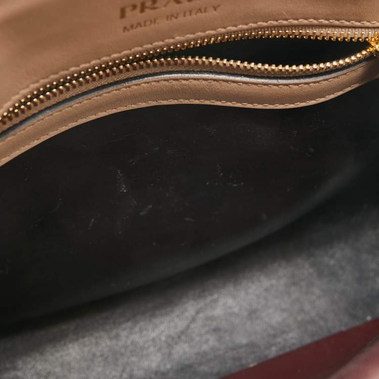 Pre Owned Prada Beige Saffiano Leather Bibliotheque Tote