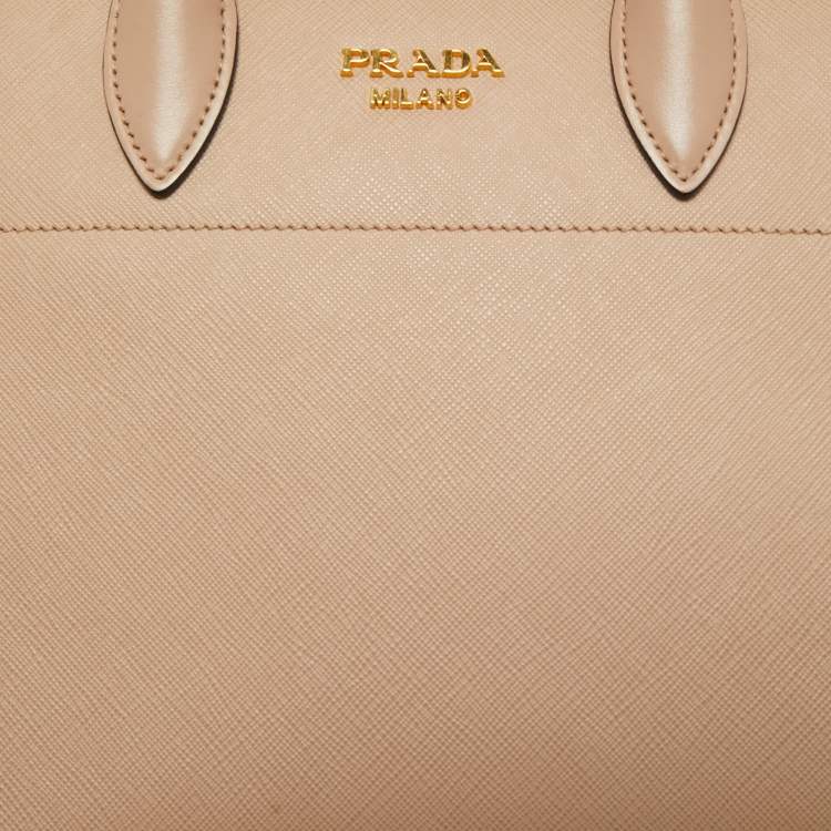 Pre Owned Prada Beige Saffiano Leather Bibliotheque Tote