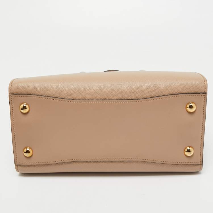Pre Owned Prada Beige Saffiano Leather Bibliotheque Tote